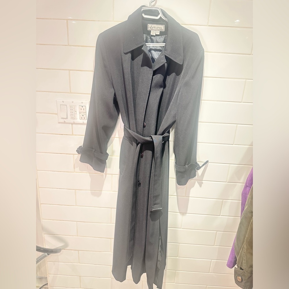 Apropos par Acorable Junior Black Long Trench Coat w/ Side Slits | 13/14 - Picture 8 of 8